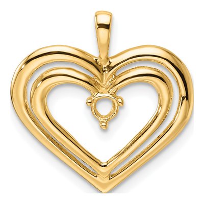 14K Yellow Gold Double Heart Pendant Mounting