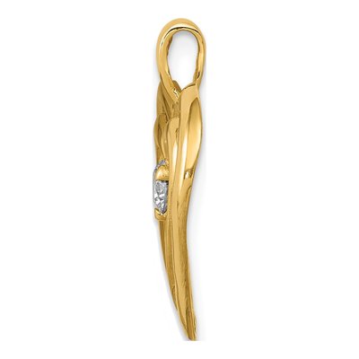 14K Yellow Gold 1/8 ct tw Diamond Double Heart Pendant – view 2