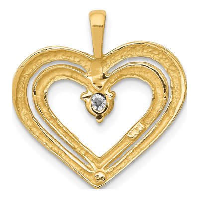 14K Yellow Gold 1/8 ct tw Diamond Double Heart Pendant – view 3