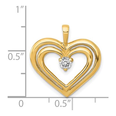 14K Yellow Gold 1/8 ct tw Diamond Double Heart Pendant – view 4