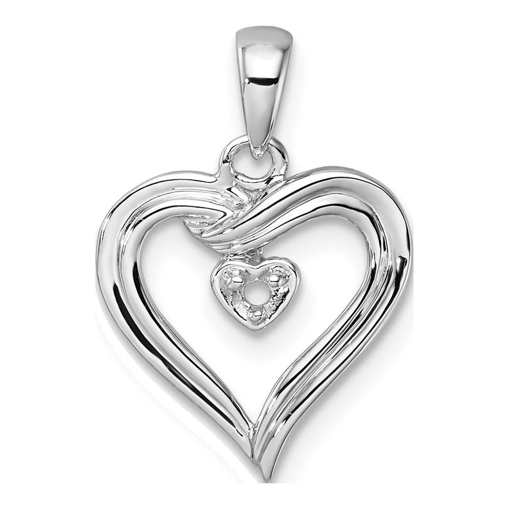 14K White Gold Heart Pendant