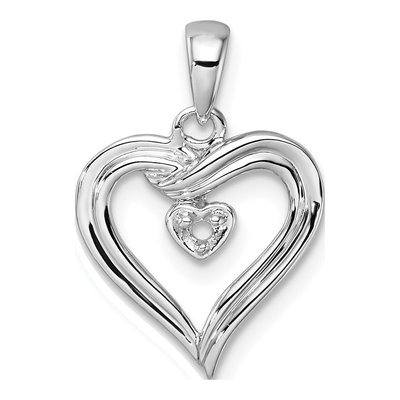 14K White Gold Heart Pendant