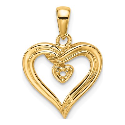 14K Yellow Gold Heart Pendant