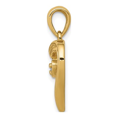 14K Yellow Gold Diamond Heart Pendant – view 3