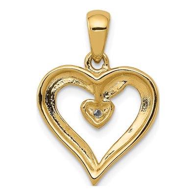 14K Yellow Gold Diamond Heart Pendant – view 4