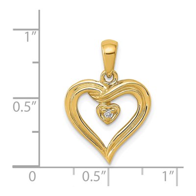14K Yellow Gold Diamond Heart Pendant – view 5