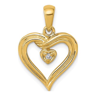 14K Yellow Gold Diamond Heart Pendant
