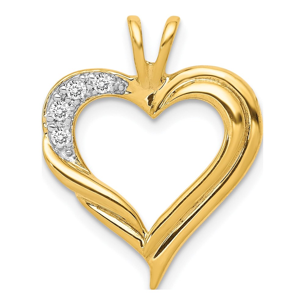 14K Holds 2-1.4mm/2-1.6mm Stones Heart Pendant Mounting