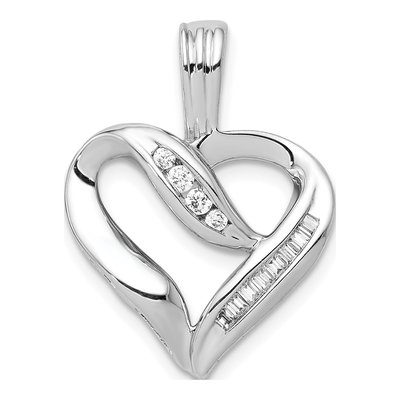 14K White Gold 1/8 ct tw Diamond Heart Pendant