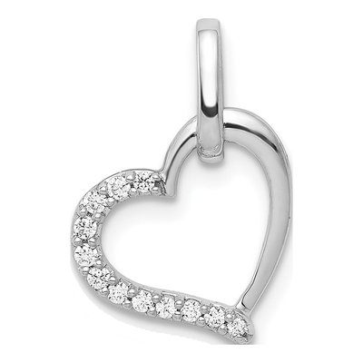 14K White Gold 1/15 ct tw Diamond Heart Pendant