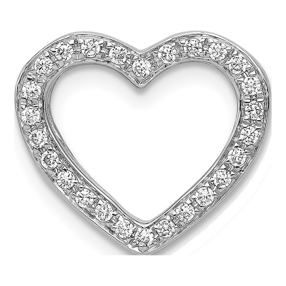 14K White Gold 1/6 ct tw Diamond Heart Slide Pendant