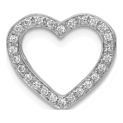 14K White Gold 1/6 ct tw Diamond Heart Slide Pendant