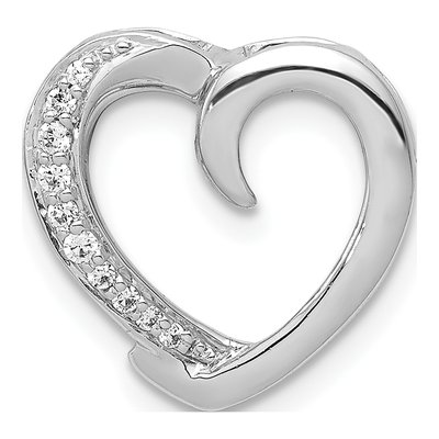 14K White Gold 1/20 ct tw Diamond Heart Slide Pendant