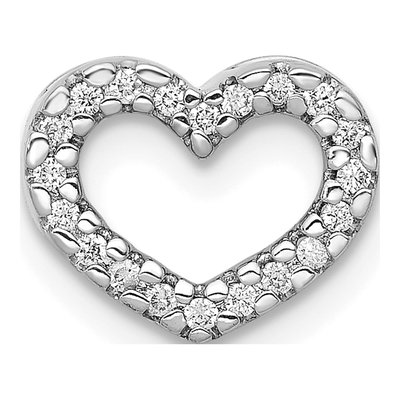 14K White Gold 1/15 ct tw Diamond Heart Slide Pendant