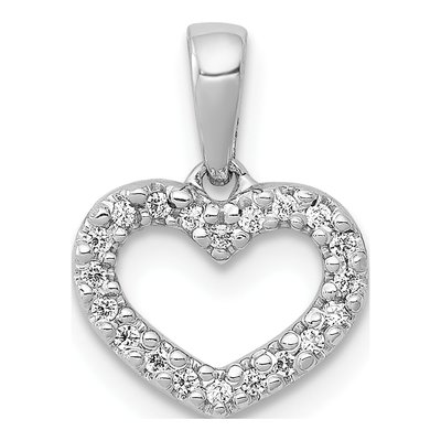 10K White Gold Diamond Heart Pendant