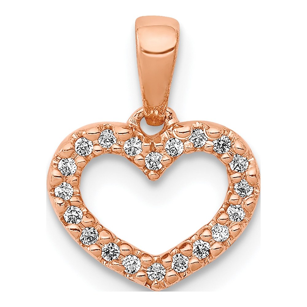 14K Rose Gold Diamond Heart Pendant