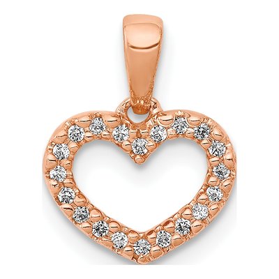 14K Rose Gold Diamond Heart Pendant