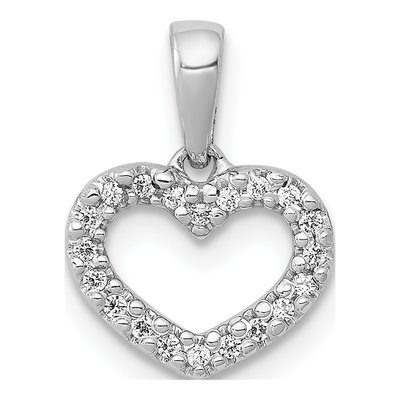 14K White Gold Diamond Heart Pendant