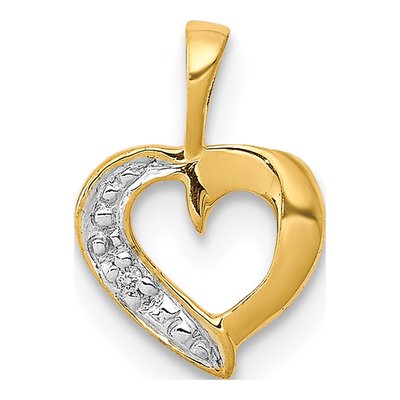 14K Yellow Gold Diamond Heart Pendant