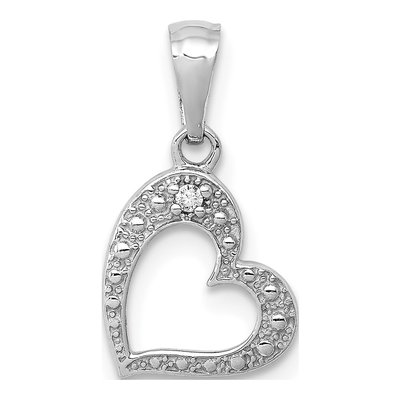 10K White Gold Diamond Heart Pendant