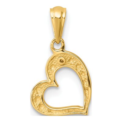 10K Yellow Gold Diamond Heart Pendant – view 3