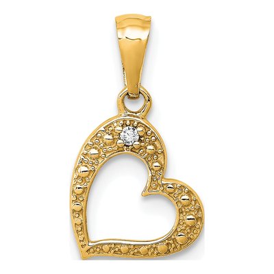 10K Yellow Gold Diamond Heart Pendant