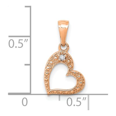 14K Rose Gold Diamond Curved Heart Pendant – view 4