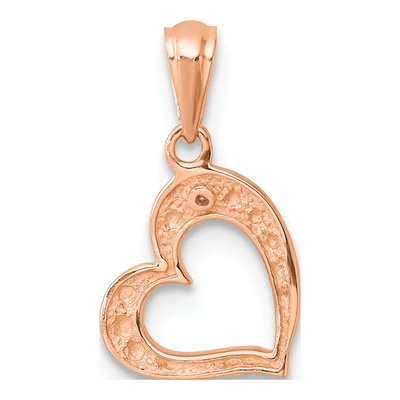 14K Rose Gold Diamond Curved Heart Pendant – view 5