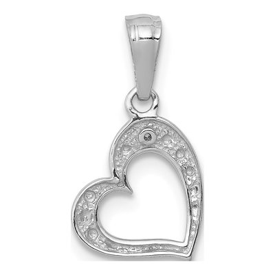 14K White Gold Diamond Curved Heart Pendant – view 4