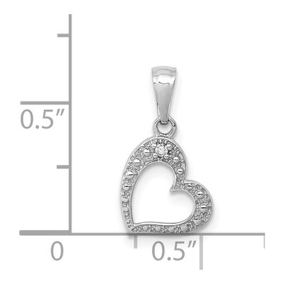 14K White Gold Diamond Curved Heart Pendant – view 5