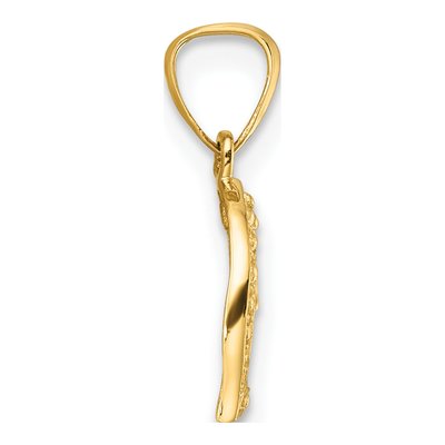 14K Yellow Gold Diamond Curved Heart Pendant – view 3
