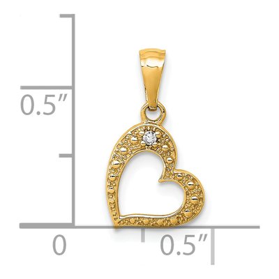 14K Yellow Gold Diamond Curved Heart Pendant – view 4