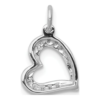 14K White Gold 1/20 ct tw Diamond Curved Heart Charm – view 4