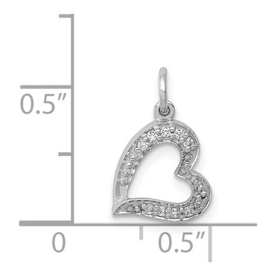 14K White Gold 1/20 ct tw Diamond Curved Heart Charm – view 5