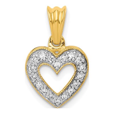 10K Yellow Gold 1/10 ct tw Diamond Heart Pendant