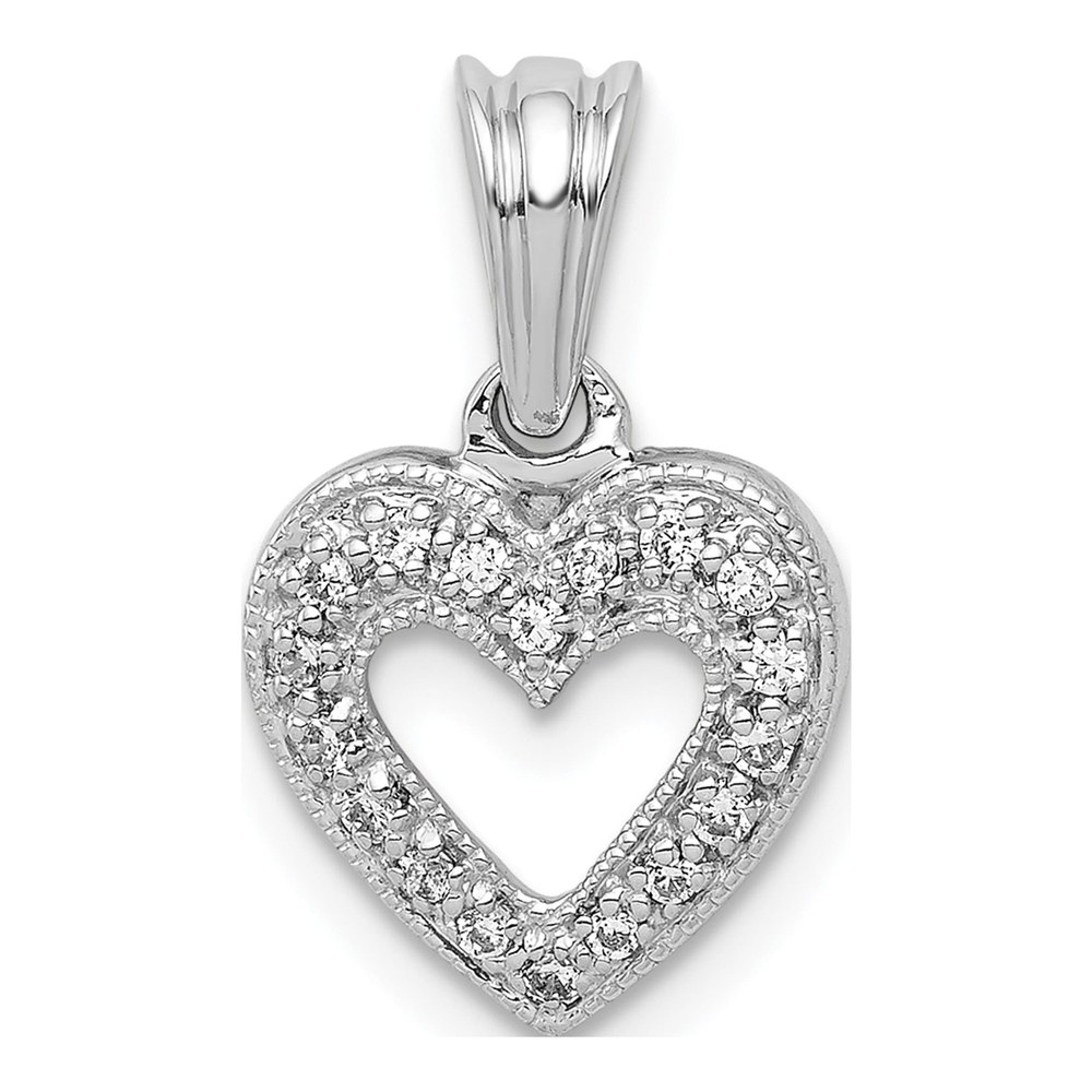 14K White Gold 1/10 ct tw Diamond Heart Pendant