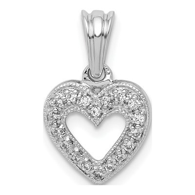 14K White Gold 1/10 ct tw Diamond Heart Pendant