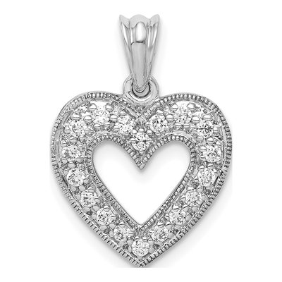 14K White Gold 1/4 ct tw Lab-Grown Diamond Heart Pendant