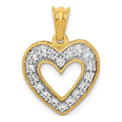 14K Yellow Gold 1/4 ct tw Diamond Heart Pendant