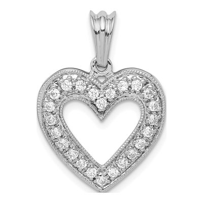 14K White Gold 1/3 ct tw Lab-Grown Diamond Heart Pendant