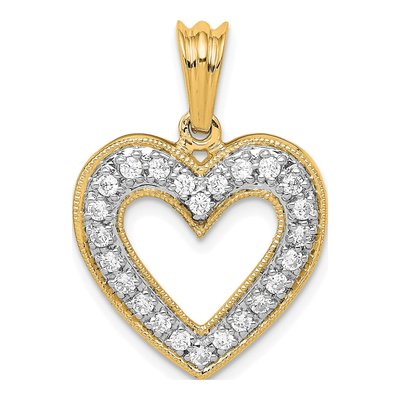 14K Yellow Gold 1/3 ct tw Diamond Heart Pendant