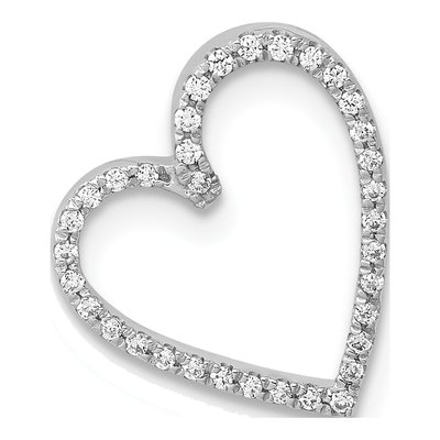 14K White Gold 1/10 ct tw Diamond Heart Slide Pendant