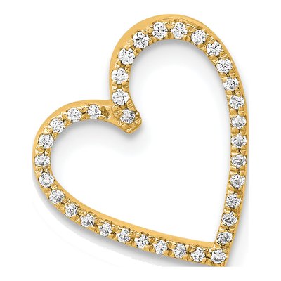 14K Yellow Gold 1/10 ct tw Diamond Heart Slide Pendant