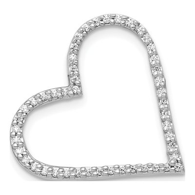 14K White Gold 1/6 ct tw Diamond Heart Slide Pendant