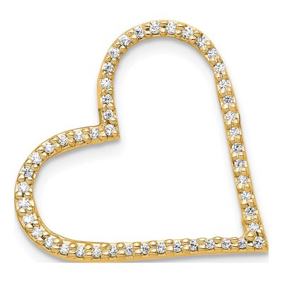 14K Yellow Gold 1/6 ct tw Diamond Heart Slide Pendant