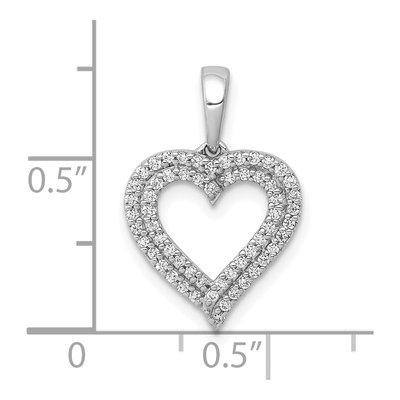 10K White Gold 1/4 ct tw Diamond 2-Row Heart Pendant – view 5