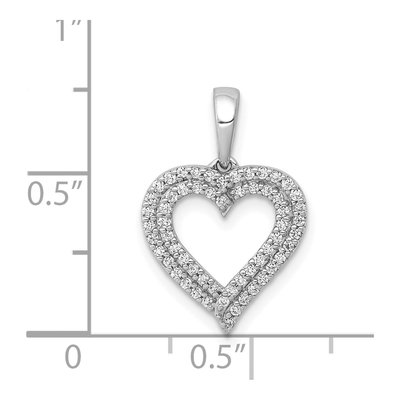 14K White Gold 1/4 ct tw Diamond 2-Row Heart Pendant – view 5