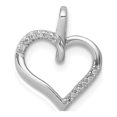 10K White Gold 1/20 ct tw Diamond Heart Pendant