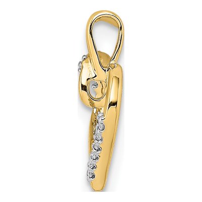 10K Yellow Gold Diamond Heart Pendant – view 2