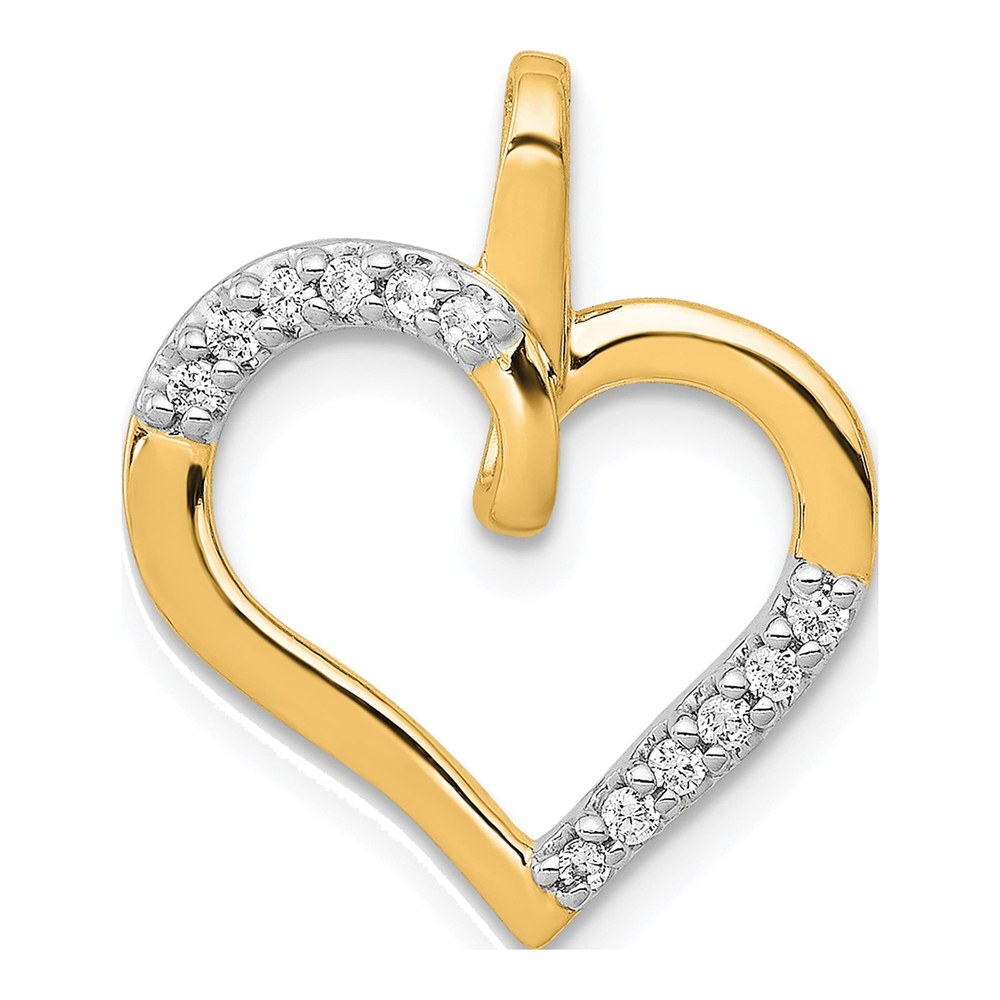 14K Yellow Gold 1/10 ct tw Diamond Heart Pendant